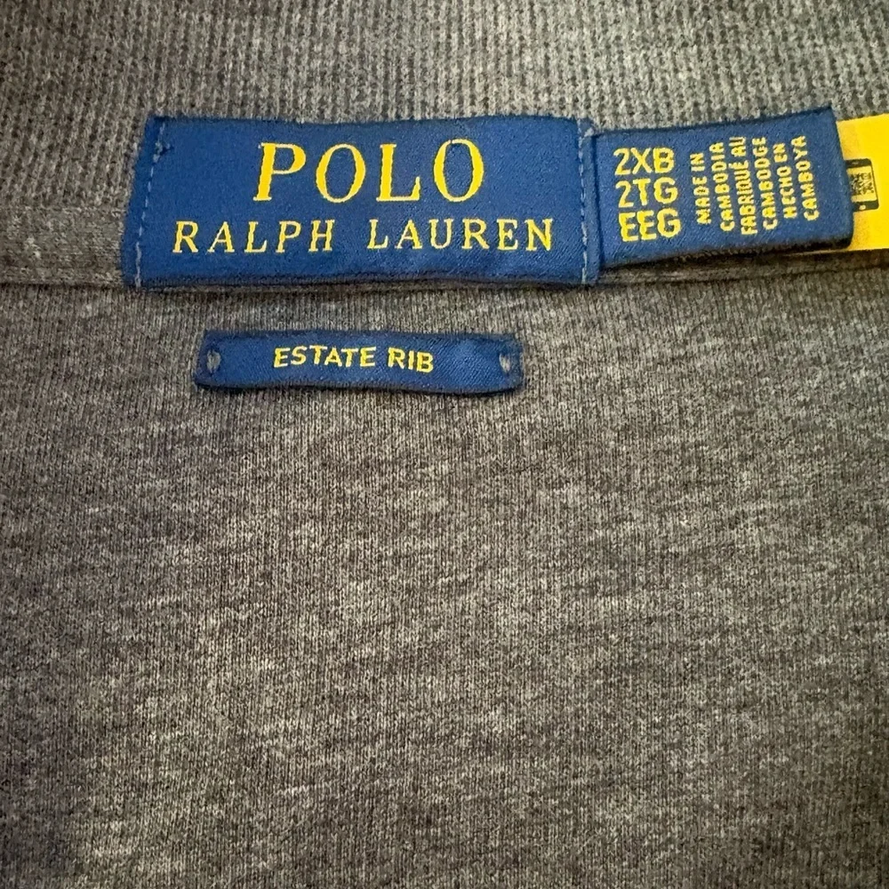 Polo Ralph Lauren Estate Rib 1/4 Zip Pullover Knit Sweater Gray Men's 2XB